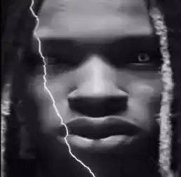 Man with Glowing Eyes and Lightning Effect
