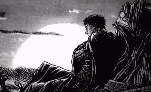Anime Character Contemplating Sunset
