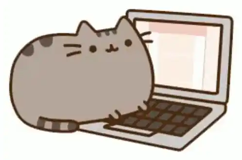 Cartoon Cat Typing on Laptop