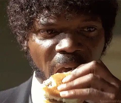 Samuel L. Jackson Eating Burger in Pulp Fiction
